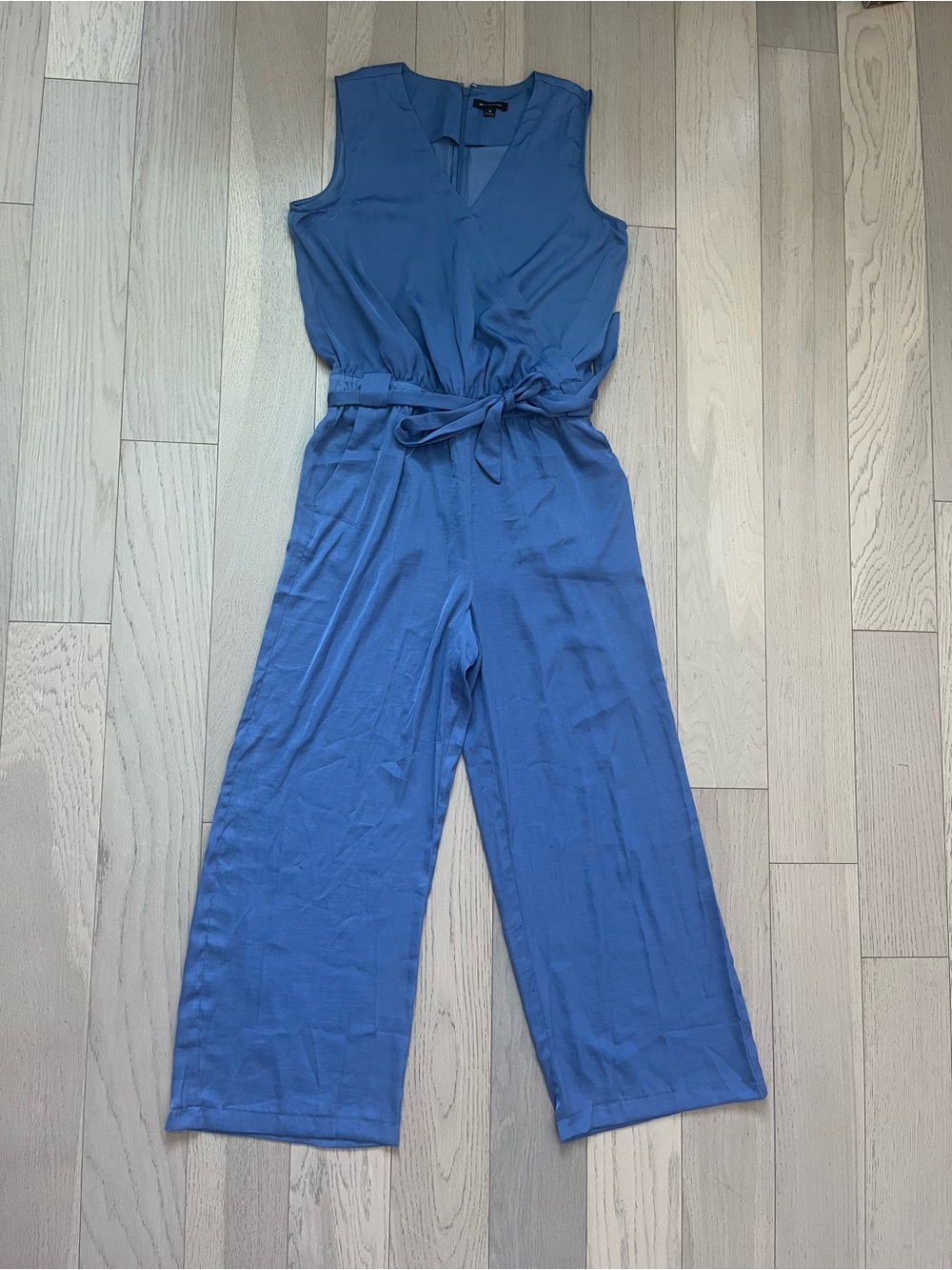 H by Halston Sleeveless Wrap-Front Jumpsuit in Cornflower Blue